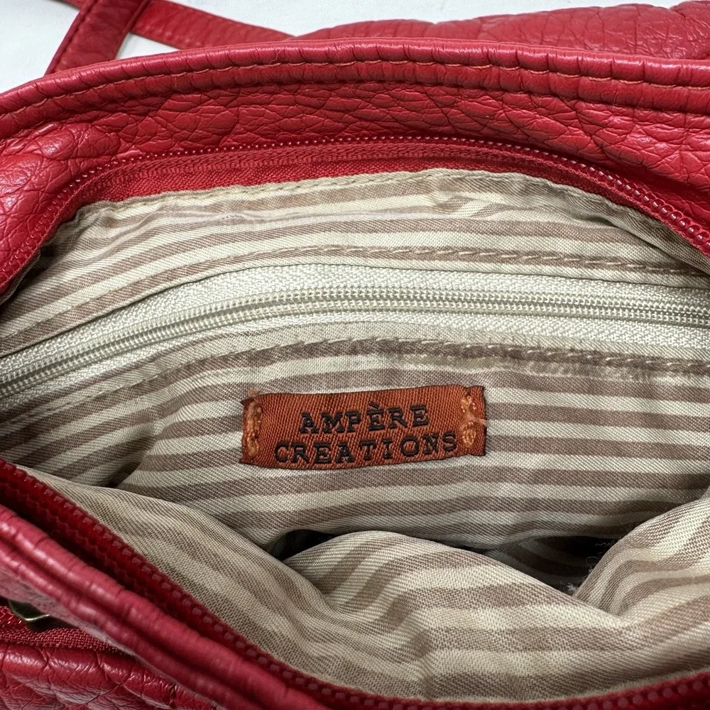 Ampere Creations Willa Red Crossbody Soft Vegan Leather Bag Zip Closure